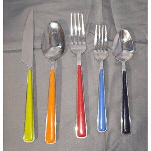 Vintage Fiesta Flatware 5 Piece Set Stainless Silverware Merengue Colorful